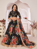 Myra Black Digital Printed Georgette Lehanga