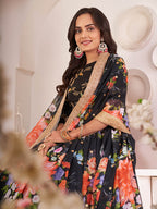 Myra Black Digital Printed Georgette Lehanga