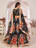 Myra Black Digital Printed Georgette Lehanga