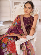 Myra Wine Digital Printed Georgette Lehanga