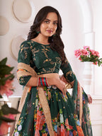 Myra Green Digital Printed Gorgette Lehanga