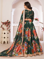 Myra Green Digital Printed Gorgette Lehanga