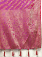 Lorenvalley Fashion Magenta Soft Silk Woven Design with Zari Weaving Leheriya Design Saree
