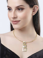 NVR Women Gold-Polished Circular Choker Necklace