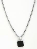 NVR Men's Silver-Plated Artificial Stone Stainless Steel Pendant with Chain
