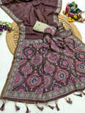 Vastranavya Coffee Muga Cotton Meenakari & Azarakh Pallu Saree with Contrast Blouse - Distacart