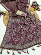 Vastranavya Coffee Muga Cotton Meenakari & Azarakh Pallu Saree with Contrast Blouse - Distacart