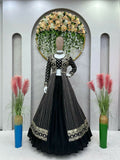 Jyoti Fashion Women's Black Faux Georgette Sequins with Thread Embroidered Designer Lehenga Choli with Shrug Set