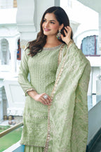 Joban Fashion Pista Kurta Set Chinon Silk Embroidery Sequence Work - Distacart