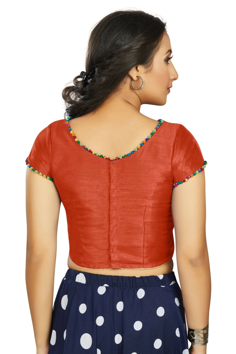 Aastha Fashion Women's Orange Art Silk Designer Party Wear Readymade Blouse