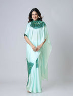 Vastranavya Electric Blue Mandalaa Print Freehand Ready to Wear Saree