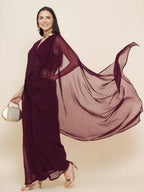 Women Republic Bronze Georgette Jacket With Skirt - Distacart