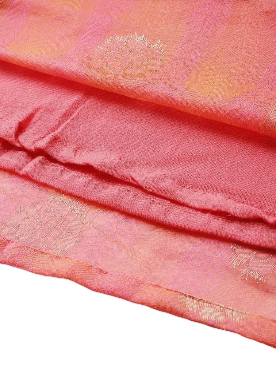 Ahalyaa Women Peach Chanderi Jacquard Woven Dress