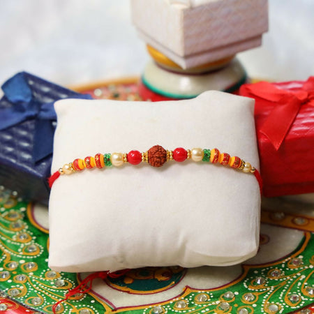 Indianvibez Rudraksh With Colourful Beads With Designer Rakhi