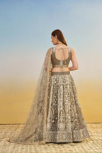 Aastha Fashion Ivory Butterfly Net White Cotton Thread Work And Sequence Work Embroidery Wedding Wear Lehenga Choli