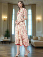 Souchii Floral Tiered Midi Dress For Women – Elegant Beige Button-Front A-Line
