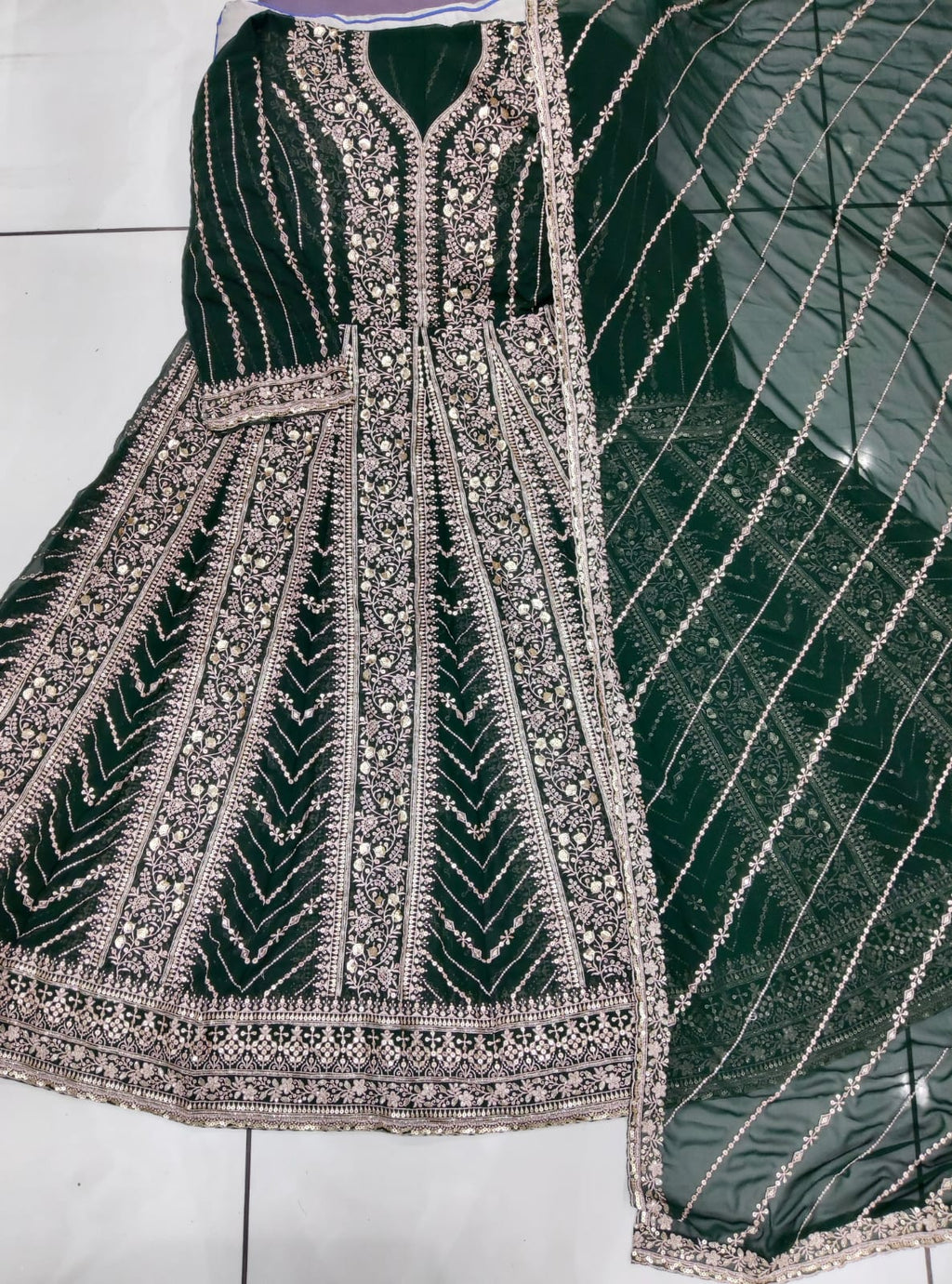 Anaita Dark Green Georgette Embroidered Salwar Suit - Distacart
