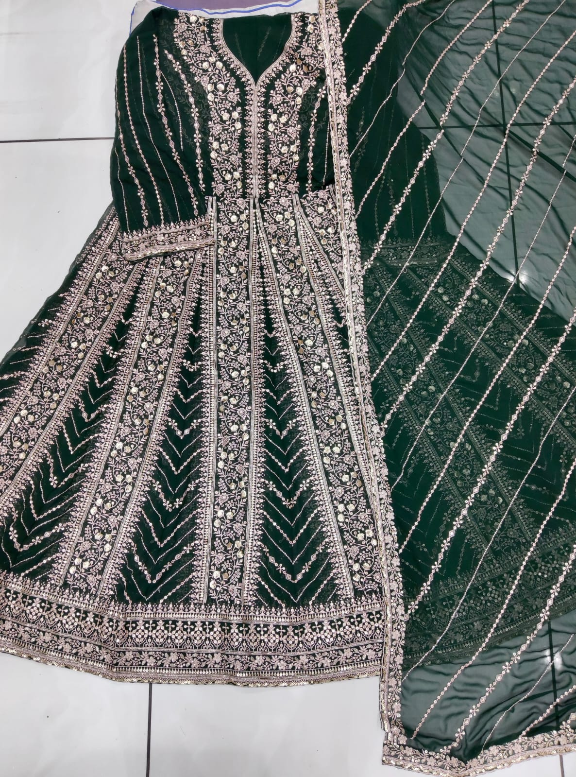 Anaita Dark Green Georgette Embroidered Salwar Suit - Distacart