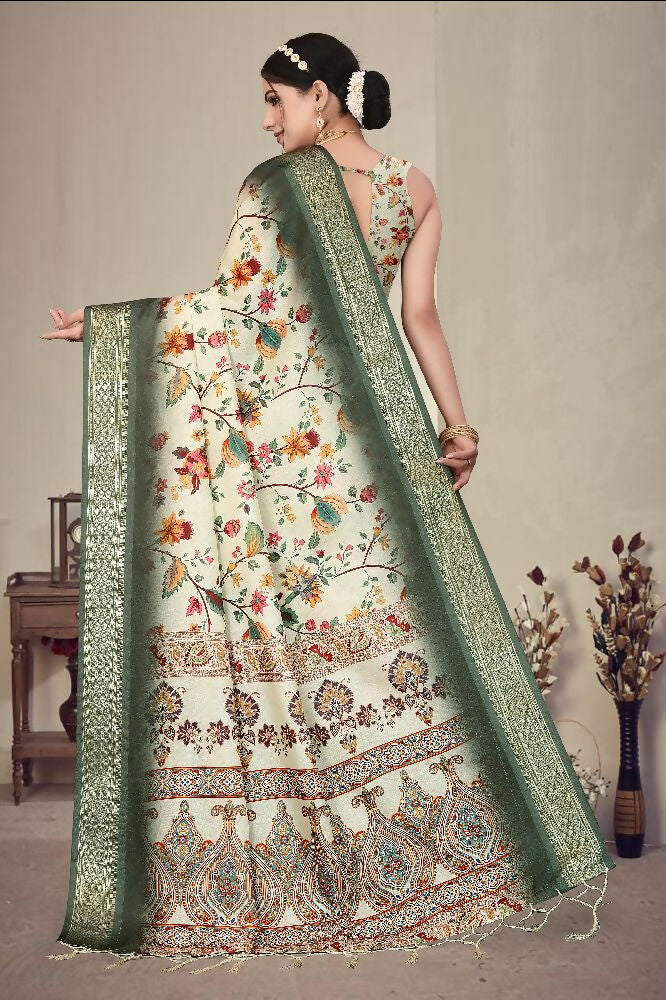PR Fashion Multi Heavy Rich Cotton Silk Digital Print & Jacquard Saree