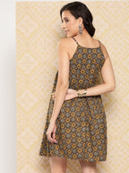Yufta Abstract Printed Shoulder Straps A-Line Dress - Distacart