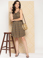 Yufta Abstract Printed Shoulder Straps A-Line Dress - Distacart