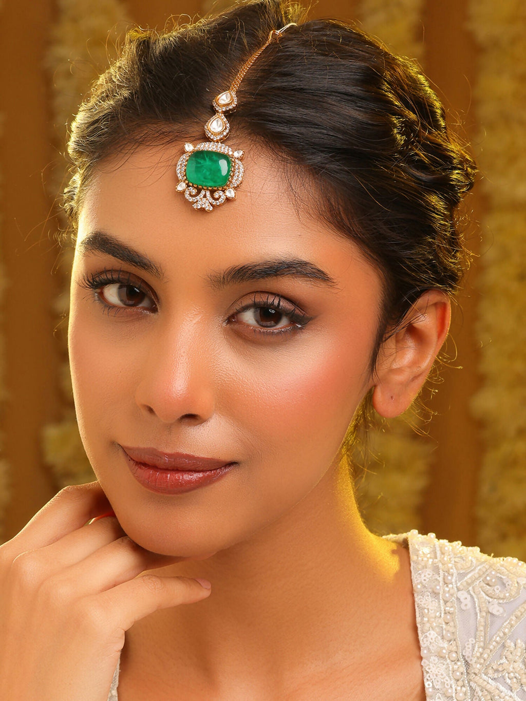 Ruby Raang Green Kundan Tikka - Distacart