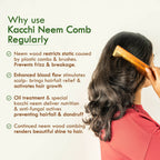 Nat Habit Kacchi Neem Wooden Comb - Soaked In 13 Herbs, Neem & Sesame Oil For Multi-Actions - Distacart