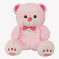 Webby Plush Cute Sitting Teddy Bear Soft Toys With Neck Bow And Foot Print, Pink