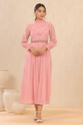Juniper Women Pink Chiffon Woven Design Flared Dress - Distacart