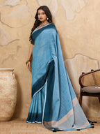 Shree Shyam Fashion Sky Blue Linen Saree - Distacart