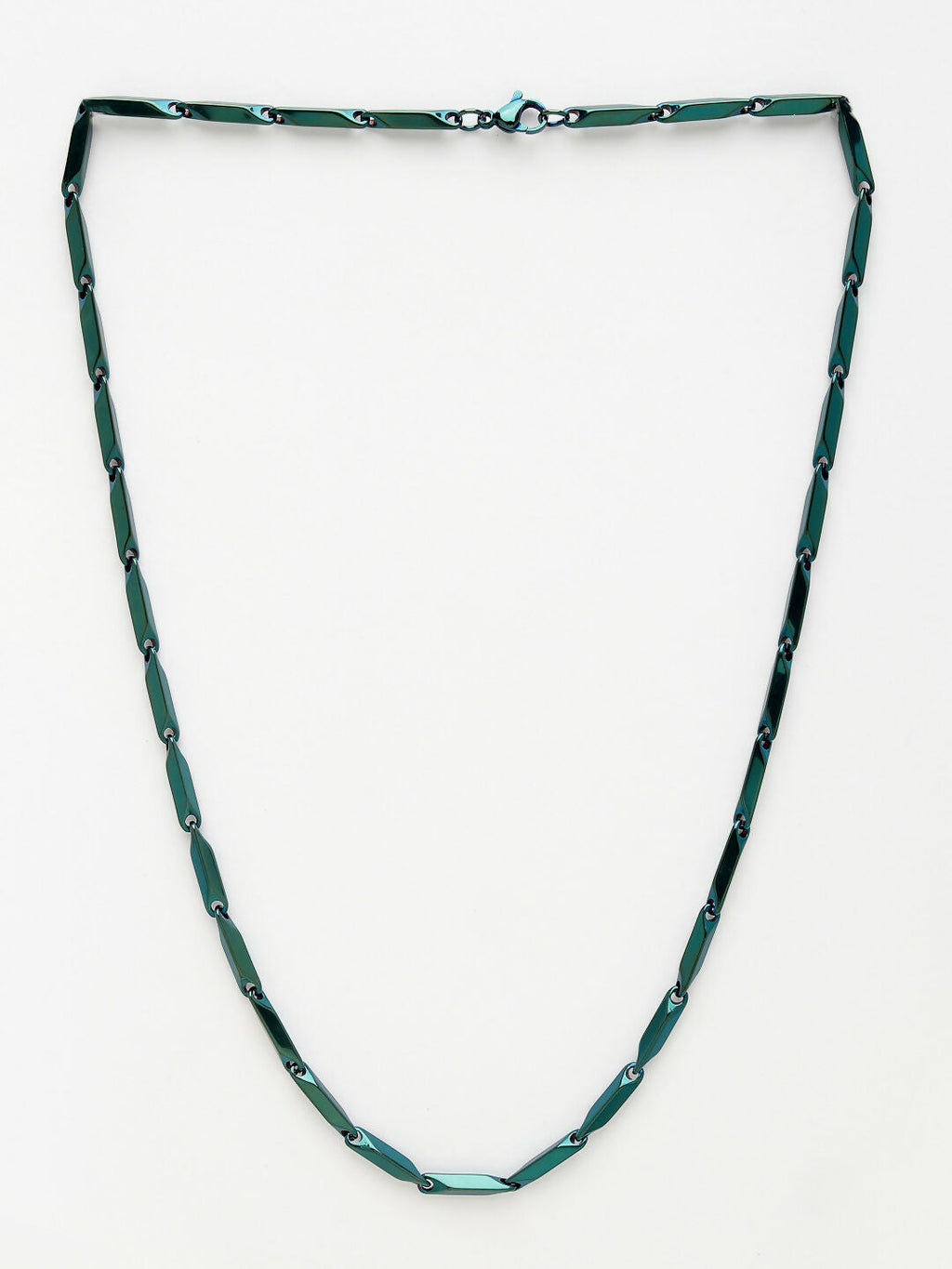 NVR Men's Green Rhodium-Plated Stainless Steel Chain