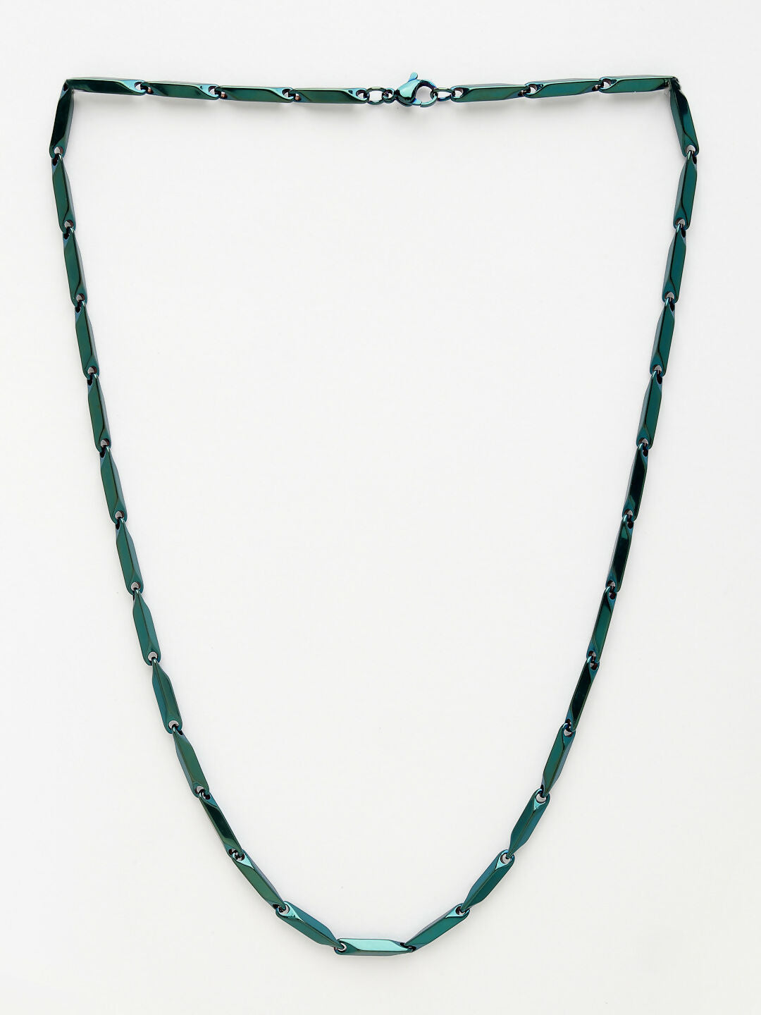 NVR Men's Green Rhodium-Plated Stainless Steel Chain