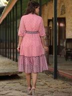Juniper Women's Pink Georgette Printed Flared Dress - Distacart