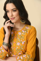 Joban Fashion Yellow Cotton Rayon Kurta Set