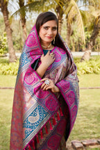 Vastranavya Boutique Collection Kanjivaram Soft Silk Saree With Unstitched Blouse -  Dark_Peach