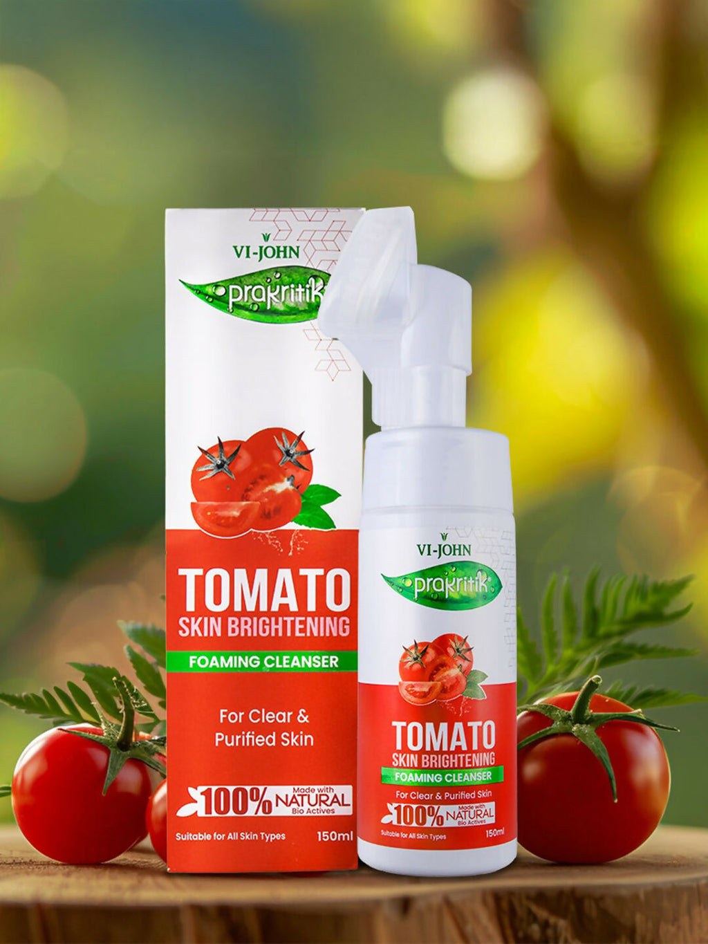 VI-JOHN Prakritik Tomato Skin Brightening geling For Detans,100% Natural Bio Actives Face Wash - Distacart