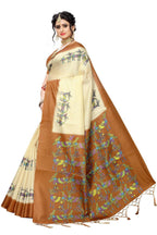 Vamika Multicolor & Brown Kalamkari With Jhalar Khadi Silk Saree