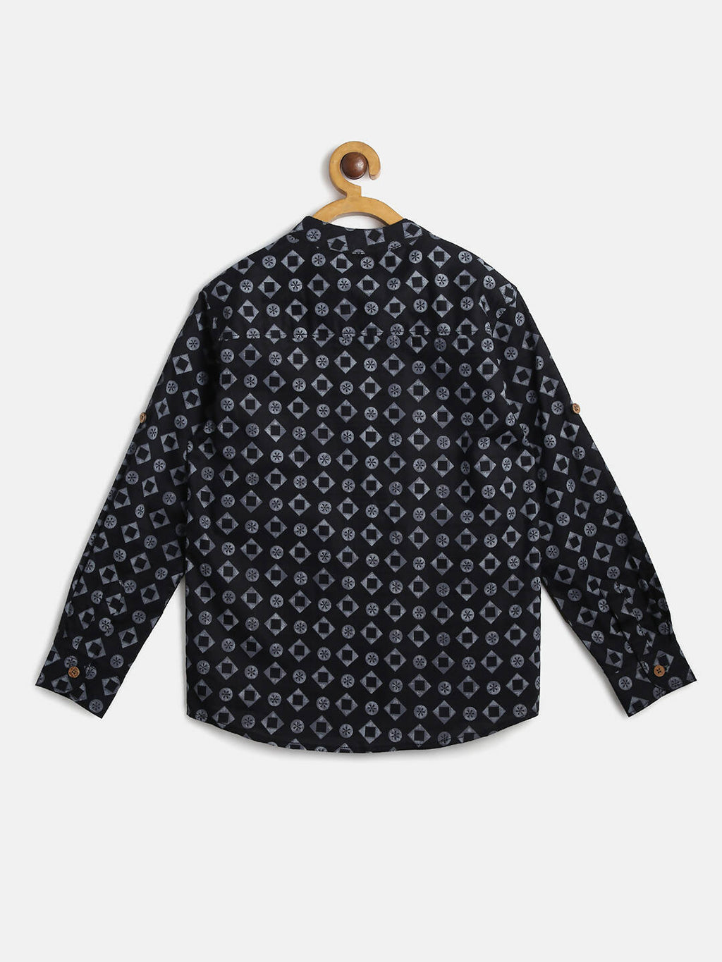 Manet Ethnic Full Sleeves Circle Printed Shirt - Black