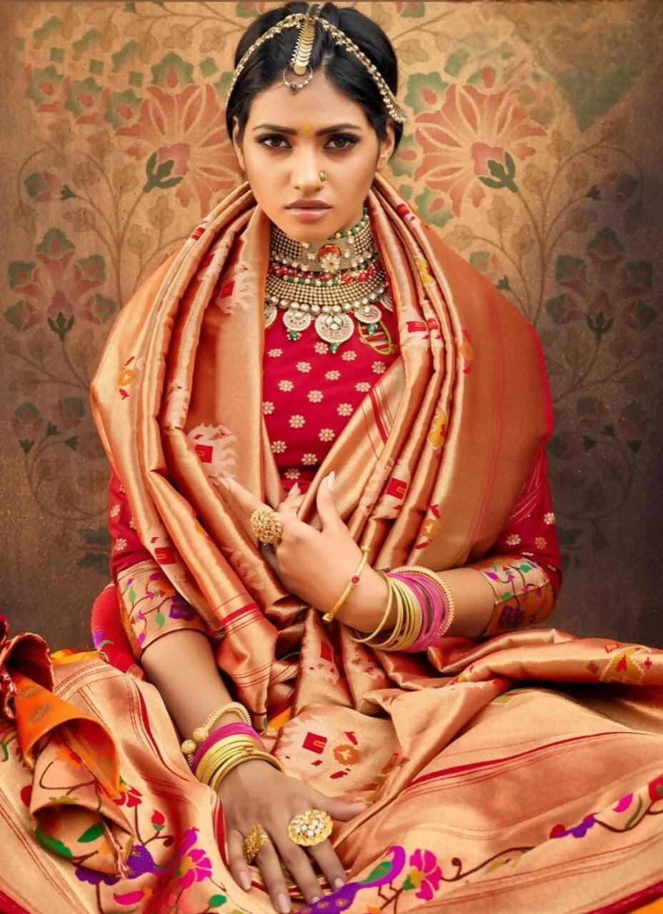 DEIANA'S Beautiful Jari Silk Weaving Lehengha choli - Orange
