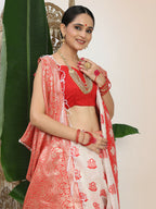 Shree Shyam Fashion Linen Cotton Red & White Saree - Distacart