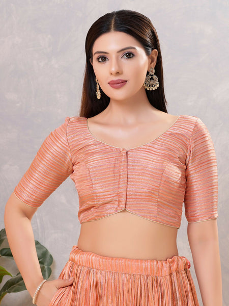 Joban Fashion Women Silk Peach Stitched Blouse