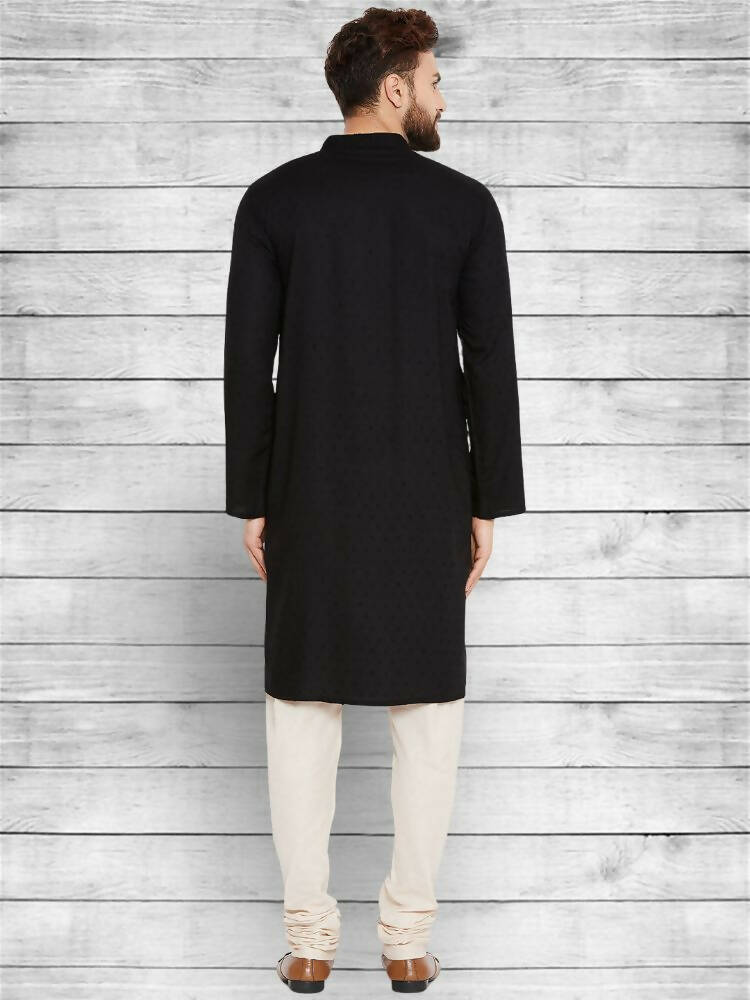 Even Apparels Pure Cotton Black Kurta - Black