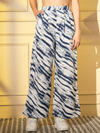 Blue Crepe Digital Printed Top With Matching Trouser - Shivani