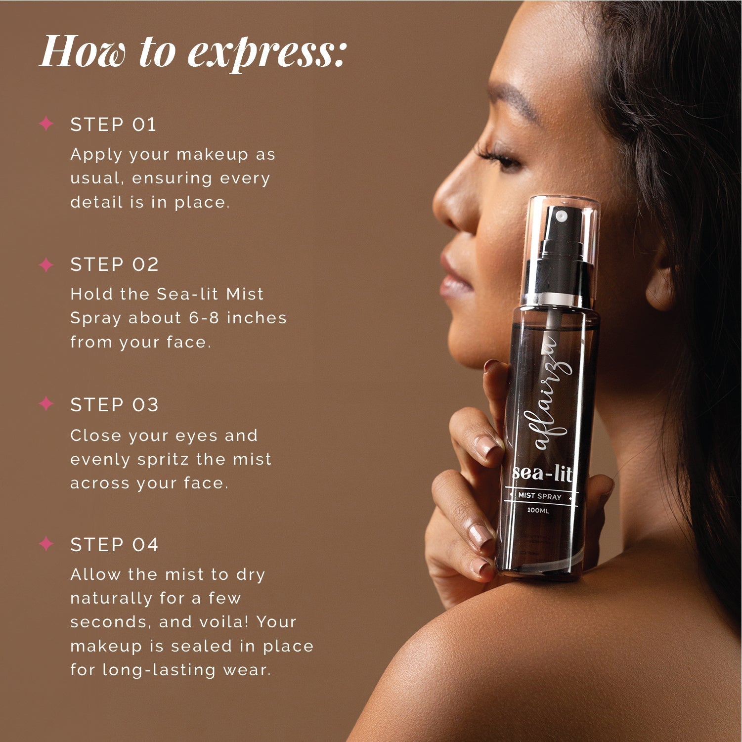 Aflairza Sea-lit Makeup Fixing Spray for Long-Lasting Hold, Sweat & Humidity Resistant