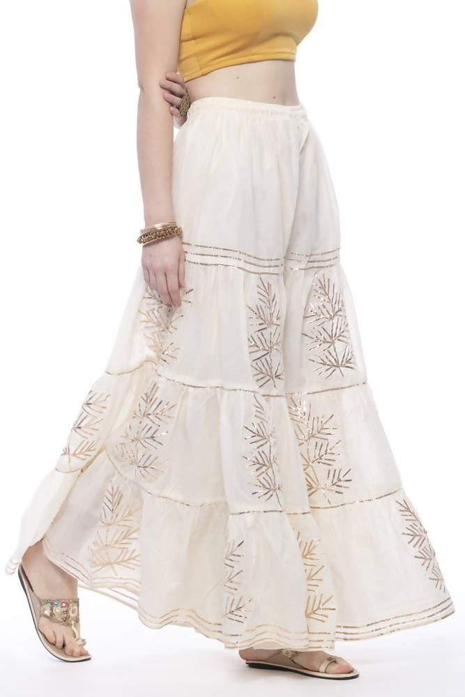 Mominos Fashion Cotton Off White Gotta Work Sharara For Girls - Distacart