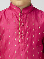Joban Fashion Kids Island Full Sleeves Chanderi Kurta, Pyjama Set with Traditional Butta Work - Rani Pink - Distacart
