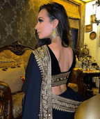 trueBrowns Black Velvet Embroidered Lace Blouse