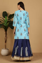 Joban Fashion Turquoise Silk Lehenga Set