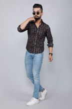 Miravan Men's Black Slim Fit Full Sleeves Shirt