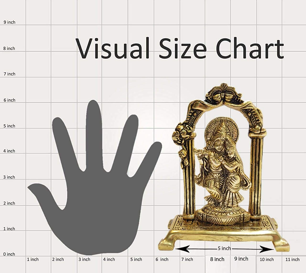 Collectible India Metal Gold-Polished Radha Krishna Idol
